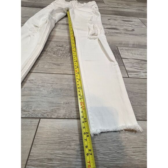 Express ankle legging high-rise white distressed jeans size 2 - Picture 10 of 13